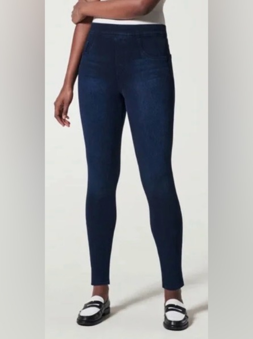 Spanx Jean-ish Jeans Leggings Dark Blue Twilight Rinse Size Medium